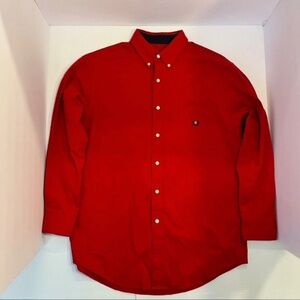 Chaps Ralph Lauren Men’s Red Dress Shirt Medium Long Sleeve‎ Button Up Classic